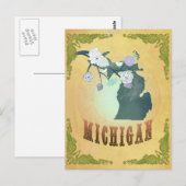 Postale Carte Du Michigan Avec De Beaux Oiseaux (Devant / Derrière)