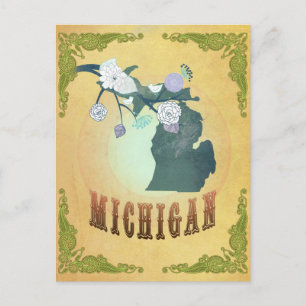 Postale Carte Du Michigan Avec De Beaux Oiseaux