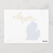 Postale Carte du Michigan Word en forme Art Wolverine Stat (Dos)