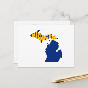 Postale Carte du Michigan Word en forme Art Wolverine Stat