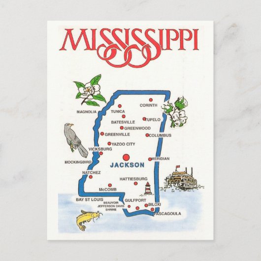 Postale Carte du Mississippi (Devant)