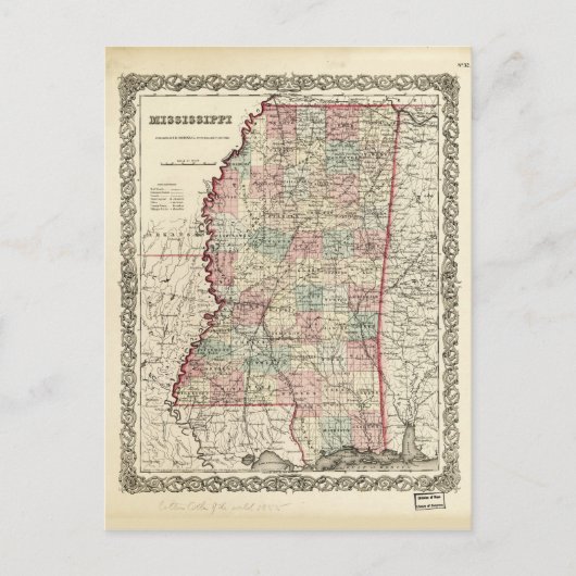 Postale Carte du Mississippi (1855) (Devant)
