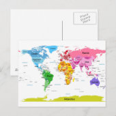 Postale Carte du monde (Devant / Derrière)