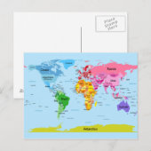 Postale Carte du monde (Devant / Derrière)