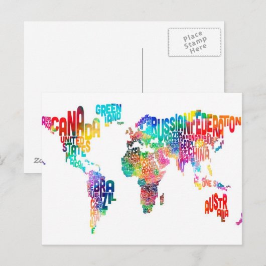 Postale Carte du monde (Devant / Derrière)