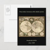 Postale Carte du monde 1660 par Frederick de Wit (Devant / Derrière)