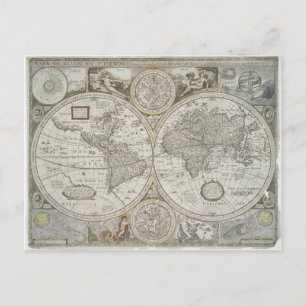 Postale Carte du monde 1676