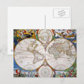 Postale CARTE DU MONDE, 17ème SIÈCLE (Devant / Derrière)