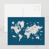 Postale Carte du monde animal mignon (Devant / Derrière)