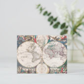 Postale Carte du monde antique à double hémisphère (Debout devant)