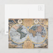 Postale Carte du monde antique cool (Devant / Derrière)