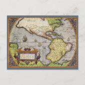 Postale Carte du monde antique des Amériques, 1570 (Devant)