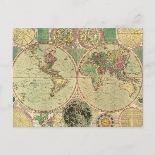Postale Carte du monde antique par Carington Bowles, vers  (Devant)