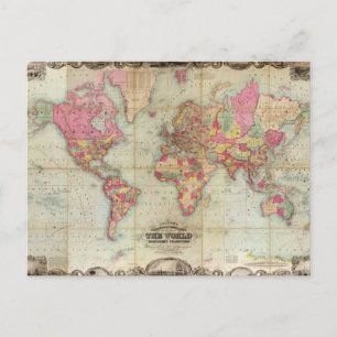 Postale Carte du monde antique par John Colton, vers 1854