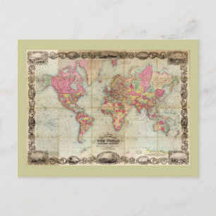 Postale Carte du monde antique par John Colton, vers 1854