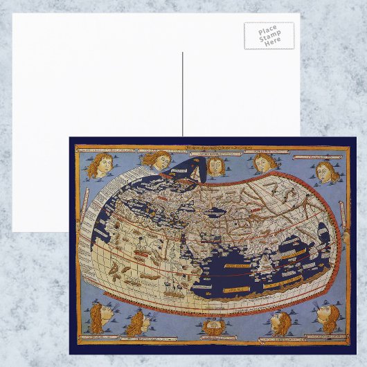 Postale Carte du monde antique Ptolémée, Johannes d'Arnshe