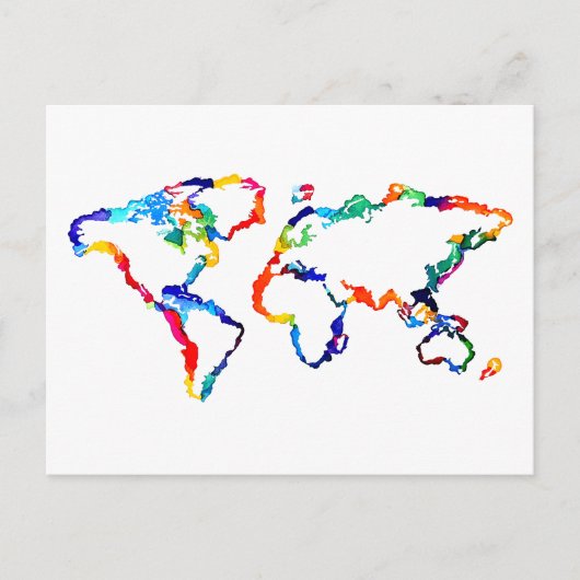 Postale Carte du monde aquarelle (Devant)