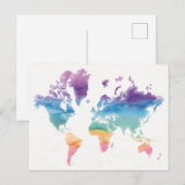 Postale Carte du monde aquarelle (Devant / Derrière)