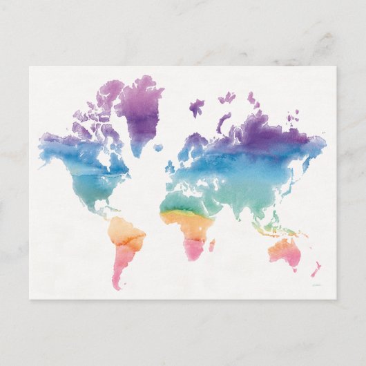 Postale Carte du monde aquarelle (Devant)