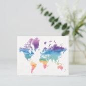 Postale Carte du monde aquarelle (Debout devant)