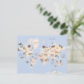 Postale Carte du monde avec animaux (Debout devant)