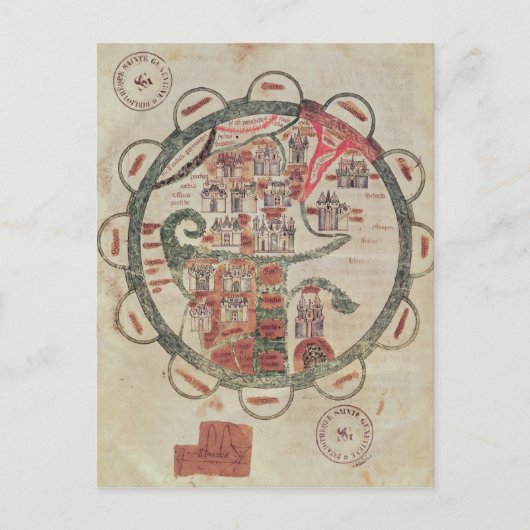 Postale Carte du monde avec Jérusalem au centre (Devant)