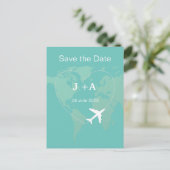 Postale Carte du monde avion enregistrer la date (Debout devant)