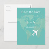 Postale Carte du monde avion enregistrer la date (Devant / Derrière)