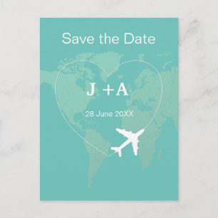 Postale Carte du monde avion enregistrer la date