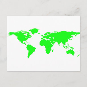 Postale Carte du monde blanc vert
