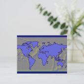 Postale carte du monde bleu (Debout devant)