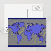 Postale carte du monde bleu (Devant / Derrière)