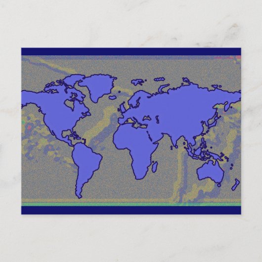 Postale carte du monde bleu (Devant)