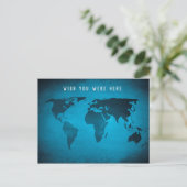 Postale Carte du monde bleu amusant (Debout devant)