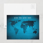 Postale Carte du monde bleu amusant (Devant / Derrière)