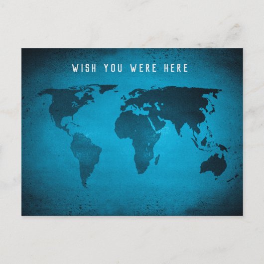 Postale Carte du monde bleu amusant (Devant)