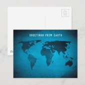 Postale Carte du monde bleu amusant (Devant / Derrière)