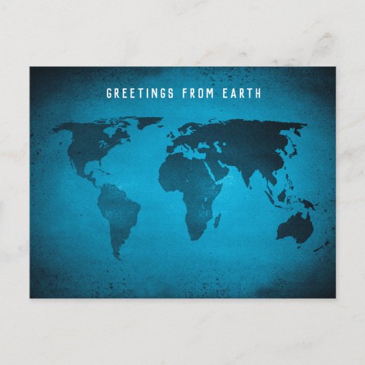 Postale Carte du monde bleu amusant (Devant)