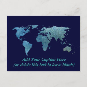 Postale Carte du monde bleu cool