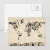 Postale Carte du Monde Carte des Anciennes Horloges (Devant / Derrière)