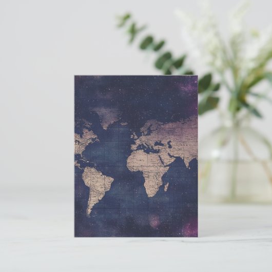 Postale Carte du monde céleste violette vintage (5) (Debout devant)