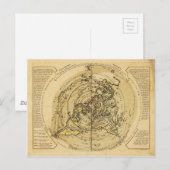 Postale Carte du monde centrée sur le pôle Nord (1756) (Devant / Derrière)