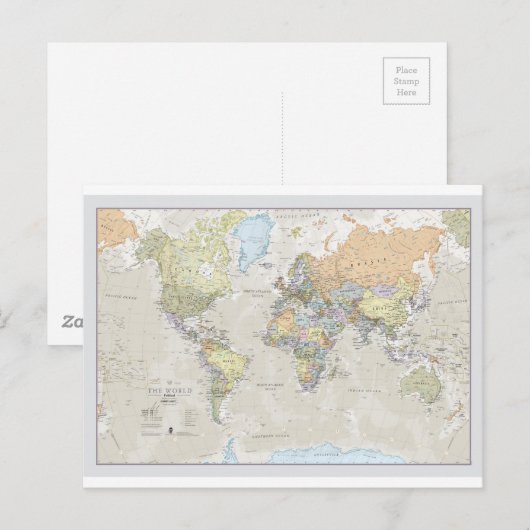 Postale Carte du monde classique (Devant / Derrière)
