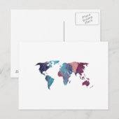 Postale Carte du monde colorée Silhouette (Devant / Derrière)
