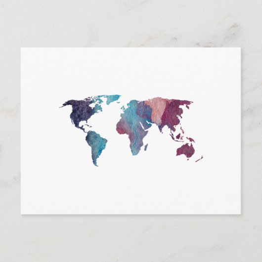 Postale Carte du monde colorée Silhouette (Devant)
