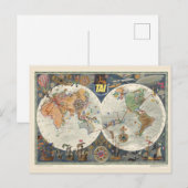 Postale Carte du monde d'Aeriens Internationaux (Devant / Derrière)