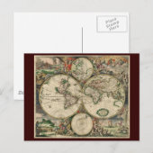 Postale Carte du monde de Gerard Van Schagen, 1689 (Devant / Derrière)
