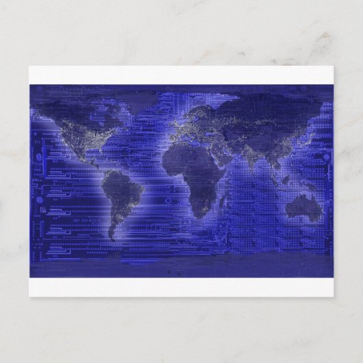 Postale carte du monde de la lumière électrique (Devant)