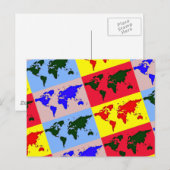 Postale carte du monde de style pop (Devant / Derrière)