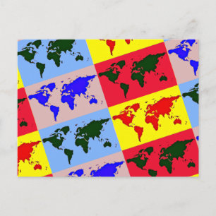 Postale carte du monde de style pop